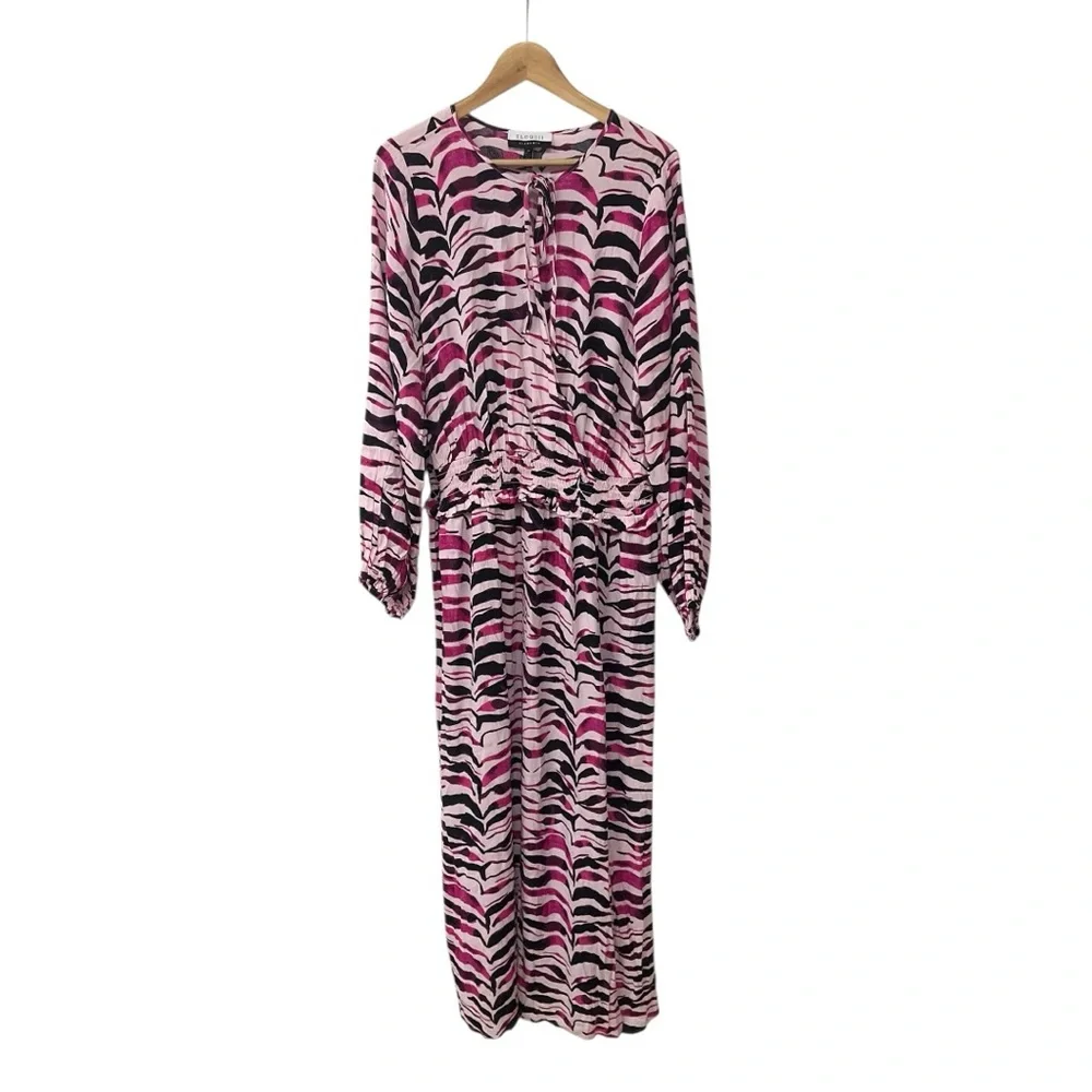 ELOQUII Poet Long Balloon Sleeve Smocked Waist Maxi Dress 18 - Picture 2 of 7